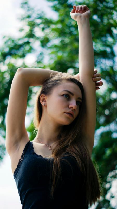 Woman in Black Lace Tank Top