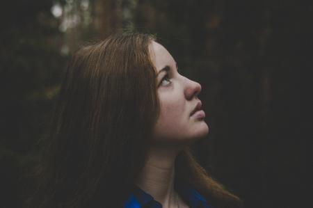 Woman in Blue Tops