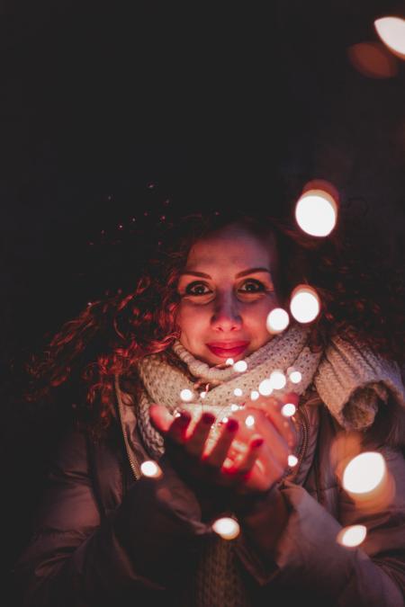 Woman in Brown Knit Scarf and Jacket