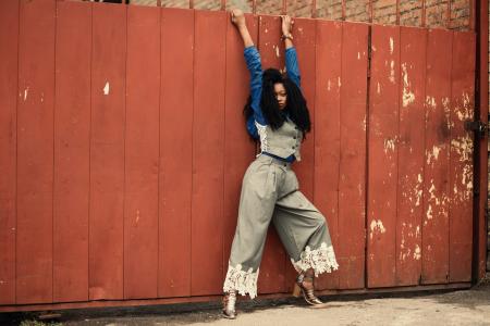 Woman in Gray and Blue Long-sleeved Shirt and Gray Pants