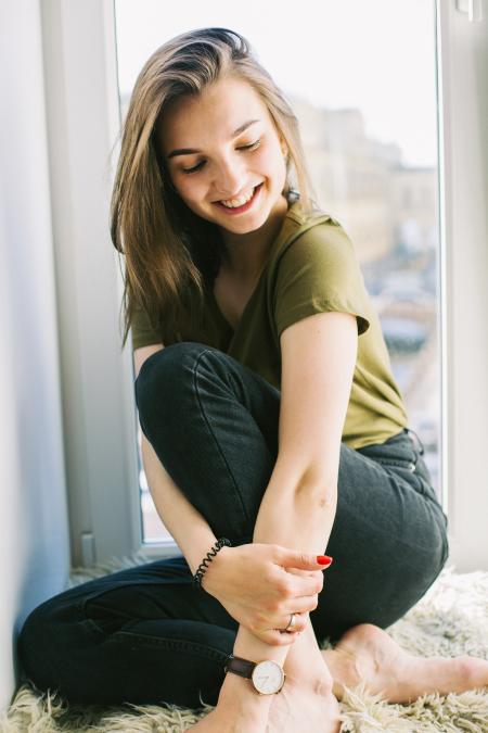 Woman in Green Shirt