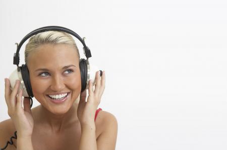 woman in headphones