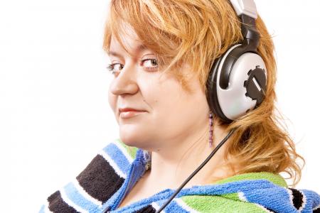 woman in headphones