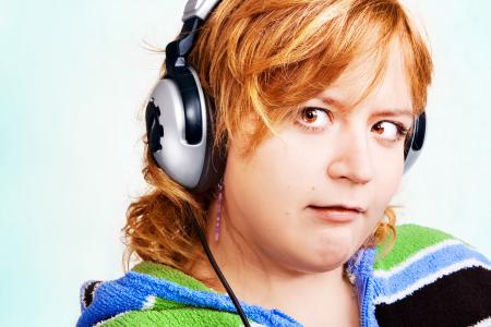 woman in headphones