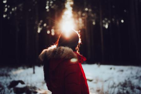 Woman in Red Coat Photo Shot during Daylight