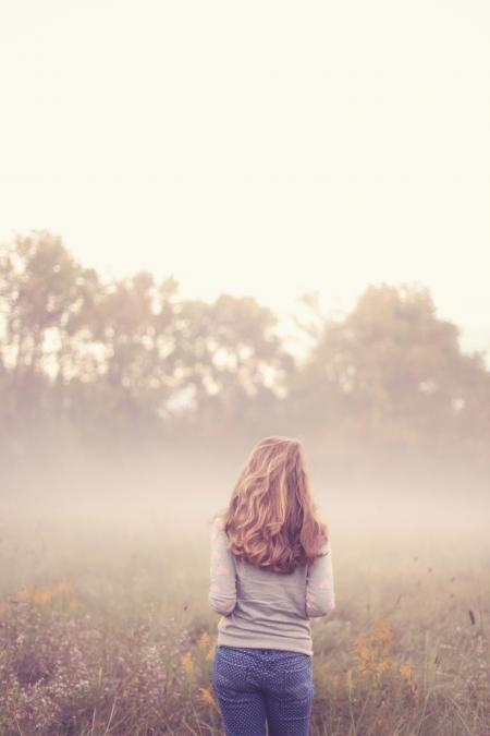 Woman Looking at View of Landscape