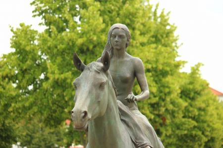 Woman Riding Horse Statue