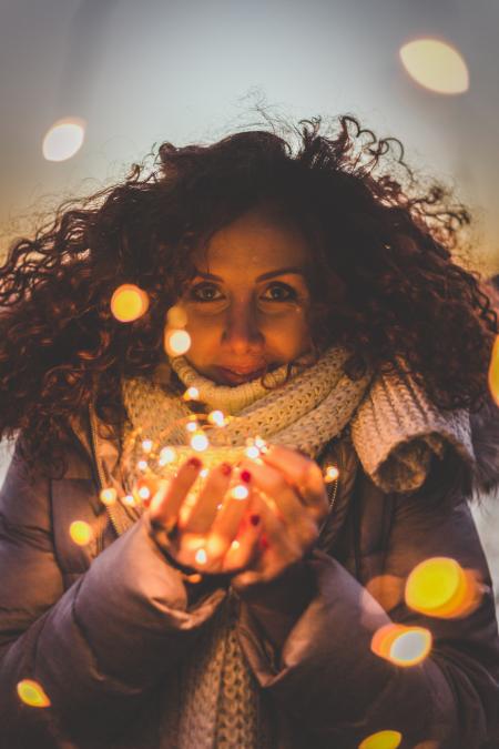 Woman Standing in Bokeh Photography