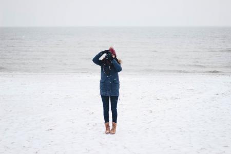 Woman Taking Picture on the Beach View