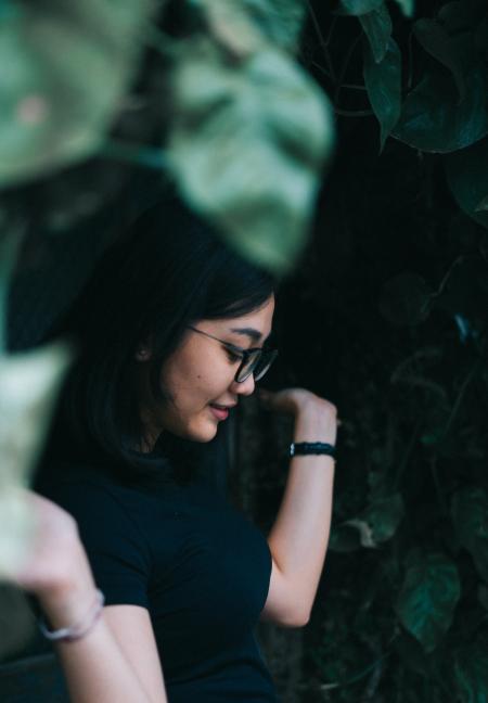 Woman Wearing Black Blouse