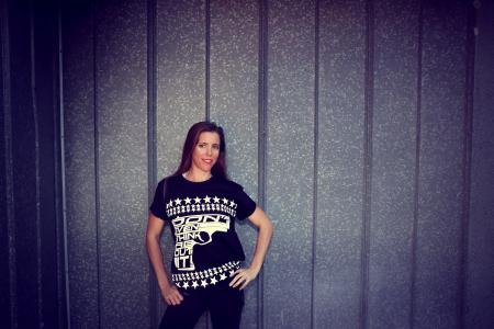 Woman Wearing Black Crew-neck T-shirt