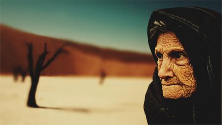 Woman Wearing Black Hijab Behind Bare Tree during Day Time