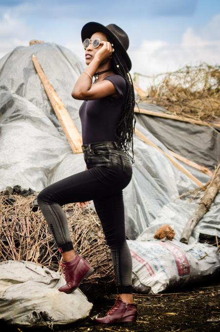 Woman Wearing Black Jeans