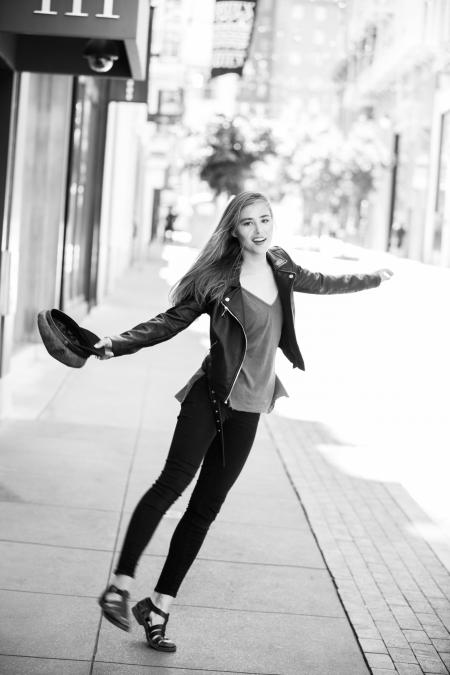 Woman Wearing Black Leather Jacket Grayscale Photo