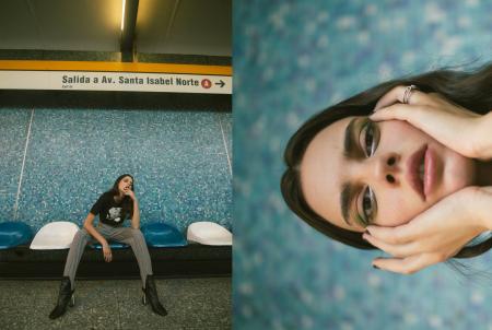 Woman Wearing Black T-shirt and Gray Pants Collage