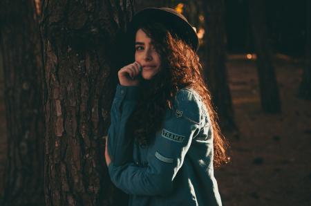 Woman Wearing Blue Jacket