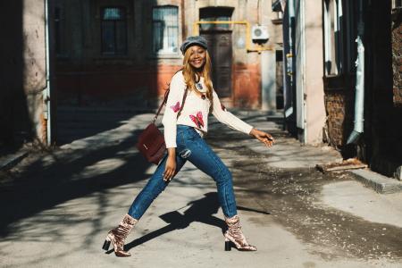 Woman Wearing Blue Jeans