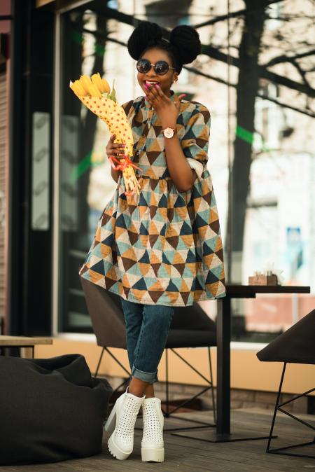 Woman Wearing Brown Dress