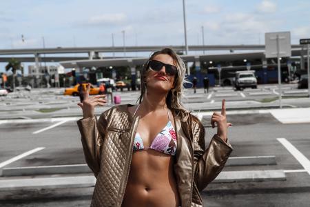 Woman Wearing Brown Leather Jacket