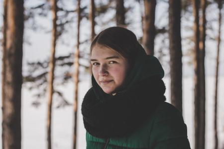 Woman Wearing Green Bubble Jacket