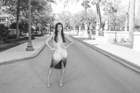 Woman Wearing Ombre Sleeveless Dress Grayscale Photography