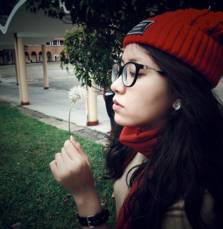 Woman Wearing Red Beanie Cap