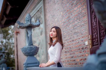 Woman Wearing White Blouse Looking at Sky