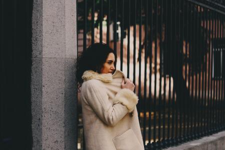 Woman Wearing White Fur Coat