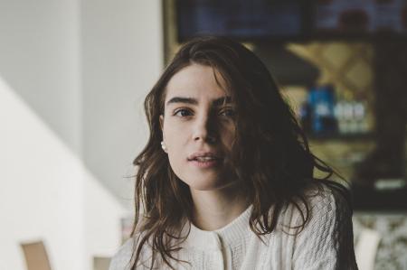 Woman Wearing White Long-sleeve