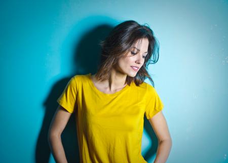 Woman Wearing Yellow Scoop Neck Shirt