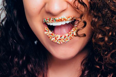 Woman With Candy Lipstick