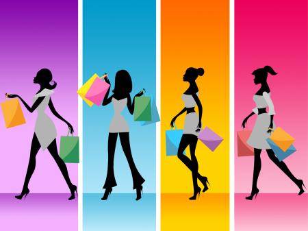 Women Shopping Shows Retail Sales And Adult