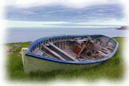 Wooden Boat Oil Painting