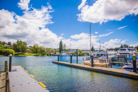 Wooden Dock Under Blue and White Sunny Cloudy Sky