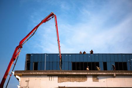 Workers on the construction site