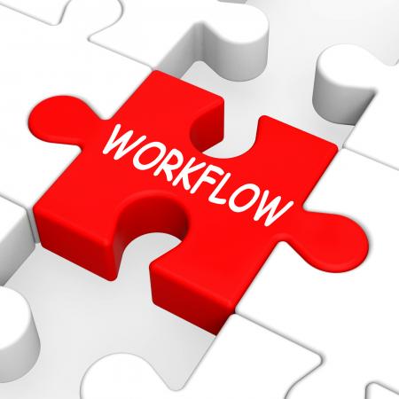 Workflow Puzzle Shows Process Flow Or Procedure