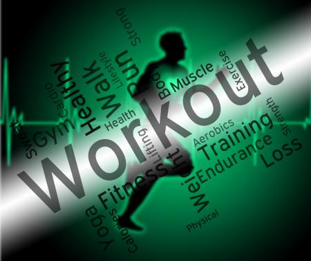 Workout Words Shows Physical Activity And Athletic