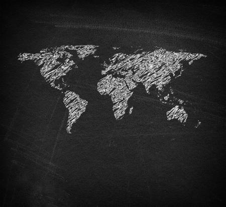 World map on blackboard - Sketchy looks