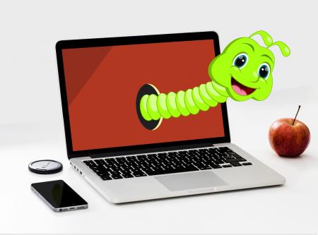 Worm Cartoon and Apple