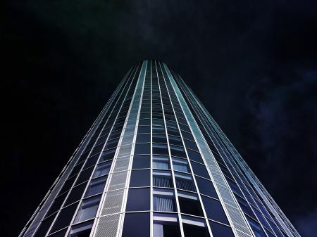 Worm's Eye View of High-rise Building during Nighttime