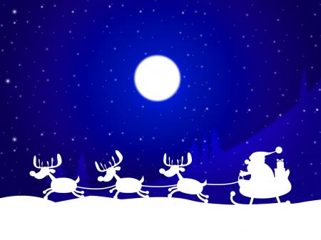 Xmas Reindeer Indicates Father Christmas And Celebration