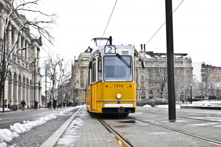 Yellow and White Cable Train