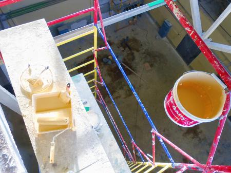 Yellow paint on work platform