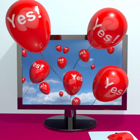 Yes Balloons From A Computer Showing Approval And Support Message Onli