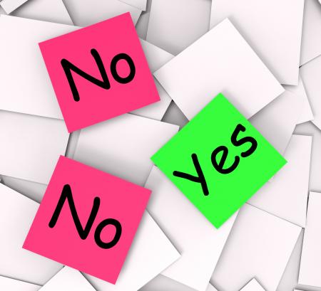 Yes No Post-It Notes Mean Answers Affirmative Or Negative