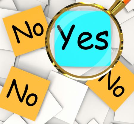 Yes No Post-It Papers Mean Positive Or Negative Response