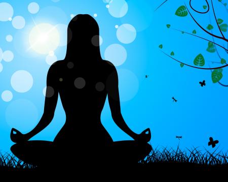 Yoga Pose Shows Meditate Calm And Harmony