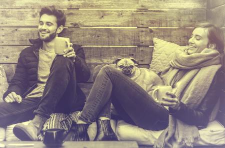 Young Couple Smiling and Relaxing - Vintage Looks