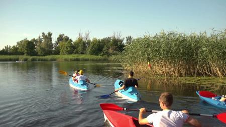 Young people kayaking