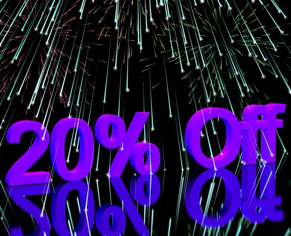 20 Off With Fireworks Showing Sale Discount Of Twenty Percent